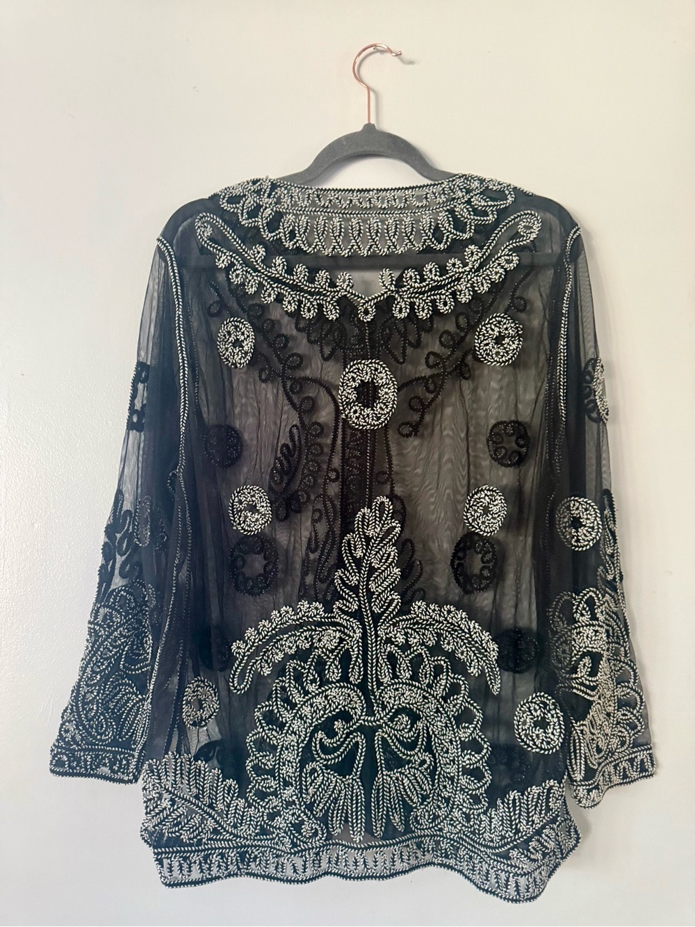 Embellished Black Beaded Sheer Top - Picture 4 of 5